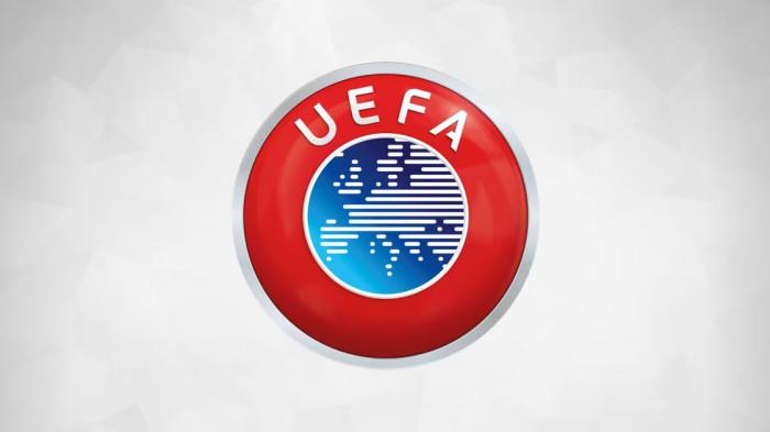 KASUS RASIS -- Logo UEFA. Real Madrid mengeluarkan pernyataan resmi terkait pemain mereka yang diduga melakukan rasisme terhadap pria Cina.