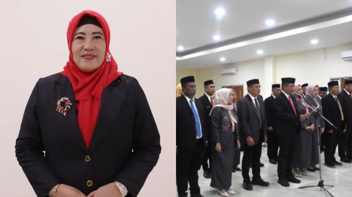 PROFIL PEJABAT -- Kolase foto Misnawaty Wantogia dan pelantikan pejabat eselon II Pemkab Bone Bolango. Eks Misnawaty Wantogia baru saja dilantik menjadi Staf Ahli Bupati Bone Bolango.