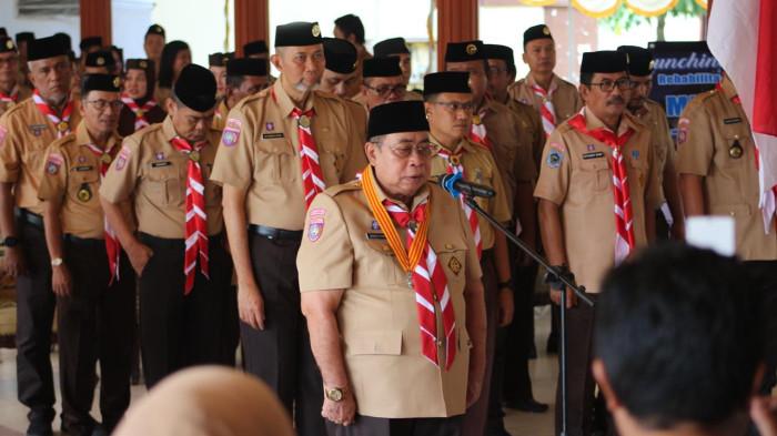 PELANTIKAN -- Adhan Dambea saat dilantik sebagai Mabicab Pramuka Kota Gorontalo Senin (9/3/2026).