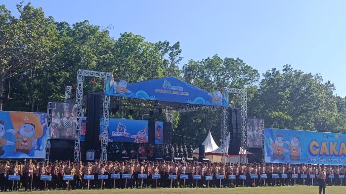 PERAN SAKA NASIONAL--Peran Saka Nasional di Bumi Perkemahan Bongohulawa, Kecamatan Limboto Kabupaten Gorontalo, Senin (3/11/2025). Sumber foto: TribunGorontalo.com/Jefri Potabuga.