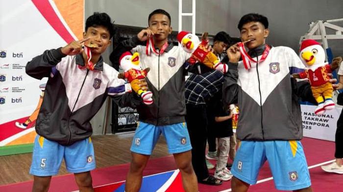 POPNAS XVII 2025 -- Atlet sepak takraw pelajar Gorontalo yang berhasil meraih medali emas pada POPNAS XVII di Jakarta.