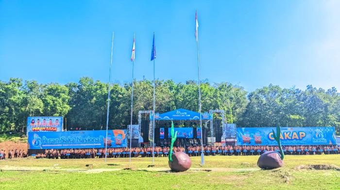PRAMUKA -- Peran Saka Nasional 2025 digelar mulai 3 hingga 9 November di Bumi Perkemahan Bongohulawa, Kecamatan Limboto, dengan berbagai agenda menarik seperti permainan besar, malam budaya, jumpa tokoh, dan karnaval budaya nusantara.