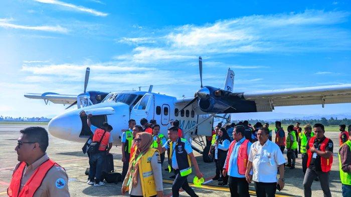 Penerbangan pertama kali ke Bandara Panua Pohuwato menggunakan maskapai SAM Air, 18 Februari 2024.
