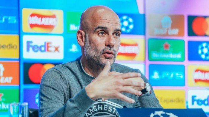 Pep Guardiola dalam konferensi pers jelang laga leg kedua semifinal Liga Champions, Selasa (16/5/2023).