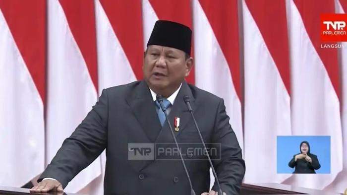 Presiden Prabowo Subianto saat berpidato dddddoi