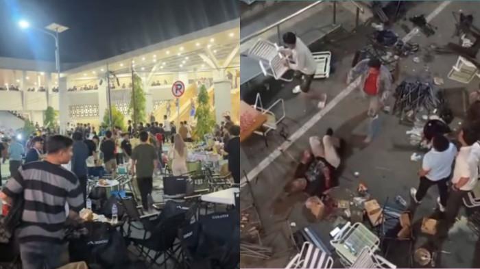 RICUH PASAR SENTRAL -- Tangkapan layar video kericuhan di kawasan Pasar Sentral Kota Gorontalo malam tadi, Sabtu (6/12/2025).