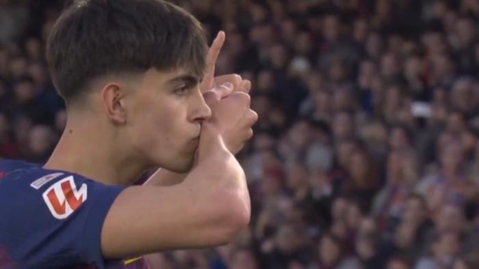 Selebrasi pemain Barcelona, Marc Bernal