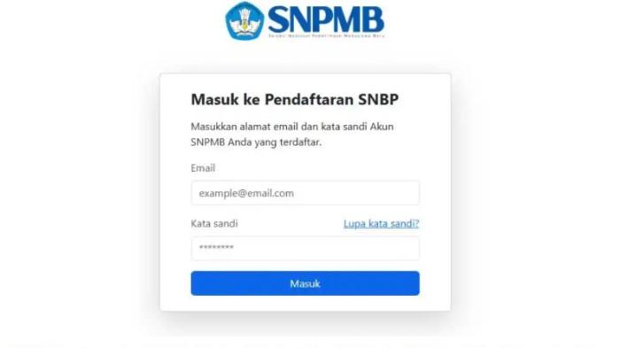 SNBP 2026 - Tampilan laman pendaftaran SNBP 2026 melalui snbp.snpmb.id, diambil pada Selasa (3/2/2026). Pendaftaran SNBP 2026 resmi dibuka melalui laman portal.snpmb.id atau snbp.snpmb.id. Simak aturan memilih program studi hingga ketentuan portofolio.