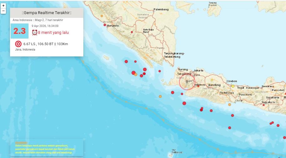 Gempa Sore Ini Kamis 09 April 2026, Cek Kedalaman hingga Magnitudo
