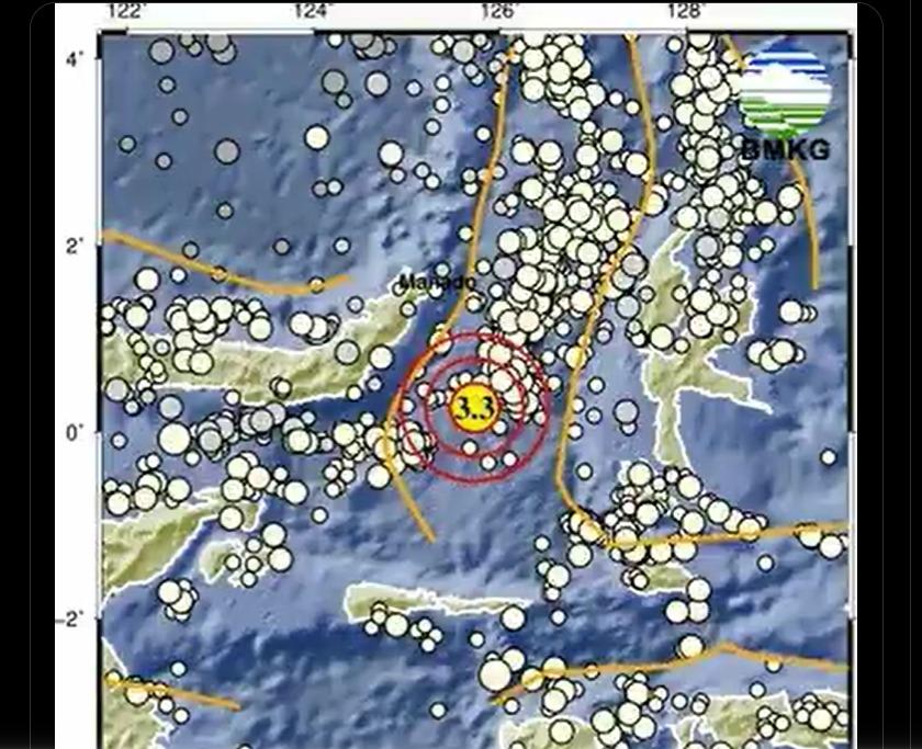 Gempa Bumi Terkini, Magnitudo 3.3 Guncang Tenggara RATAHAN-MITRA-SULUT dengan Kedalaman 10Kilometer
