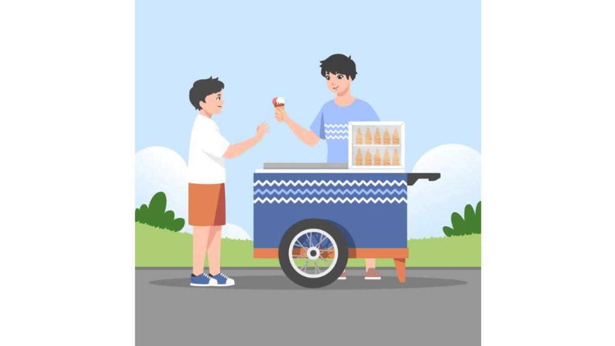 Ilustrasi anak membeli jananan yang disukai