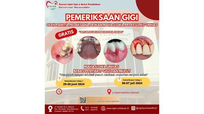 RSGMP Unhas, FKG Unhas, Dewan Mahasiswa Profesi Gelar Pemeriksaan Gigi Gratis untuk Semua Mahasiswa