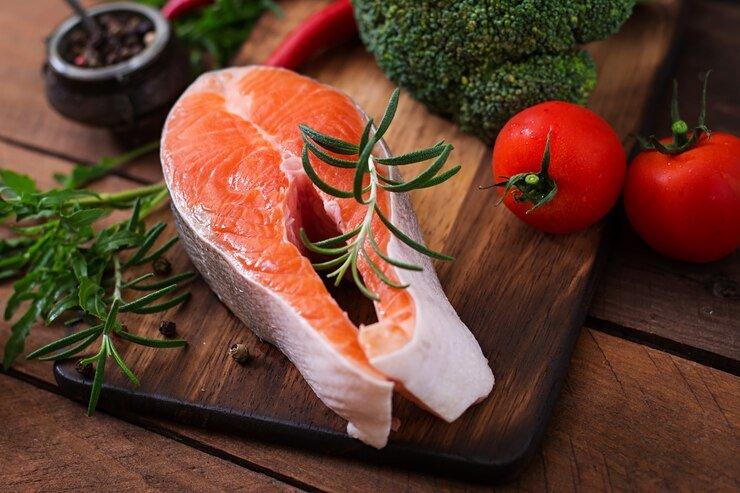 ilustrasi daging ikan salmon yang bagus untuk kesehatan