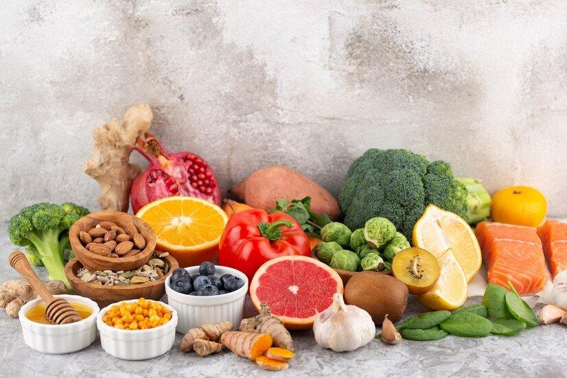 iilustrasi makanan sumber vitamin