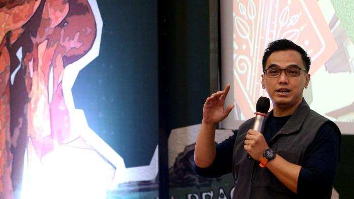 Ketua Panitia Hari Ulang Tahun ke-22 SBM ITB, Yulianto Suharto menyampaikan paparan pada acara peresmian BHGF 2025 di SBM ITB Kampus Ganesha, Kota Bandung, Jawa Barat, Minggu (12/10/2025).