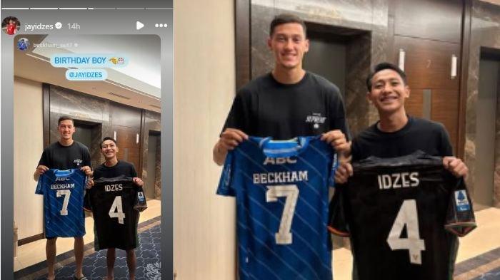 TUKAR JERSEY - Momen Jay Idzes dan Beckham Putra saling bertukar jersey saat keduanya berada di Timnas Indonesia. Momen menarik itu diunggah Beckham di Instagramnya Senin (2/6/2025).