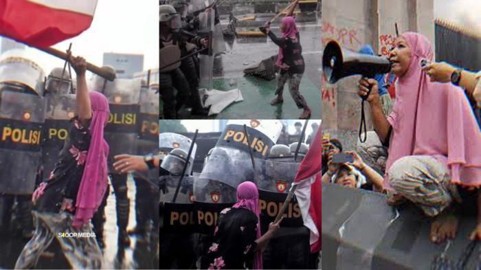Viral, Sosok Ibu Jilbab Pink yang Demo di DPR Ternyata Berkebutuhan Khusus, Dibongkar Keponakannya