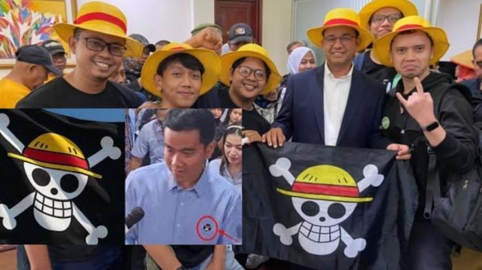 BENDERA ONE PIECE - Lambang dan bendera One Piece pernah dipakai Wapres Gibran dan mantan Gubernur DKI Anies Baswedan dalam kampanye.