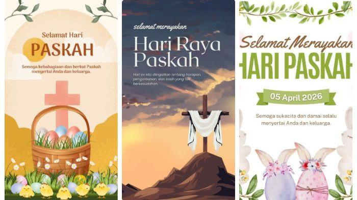 POSTER PASKAH - Poster Hari Raya Paskah 2026 dengan desain yang menarik untuk dibagikan ke media sosial. Hari Raya Paskah jatuh pada Minggu, 5 April 2026.