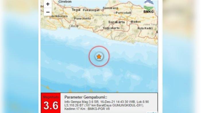 Gempa Melanda Gunungkidul Yogyakarta Sore Tadi, Pusatnya di Laut Selatan, Ini Unggahan BMKG