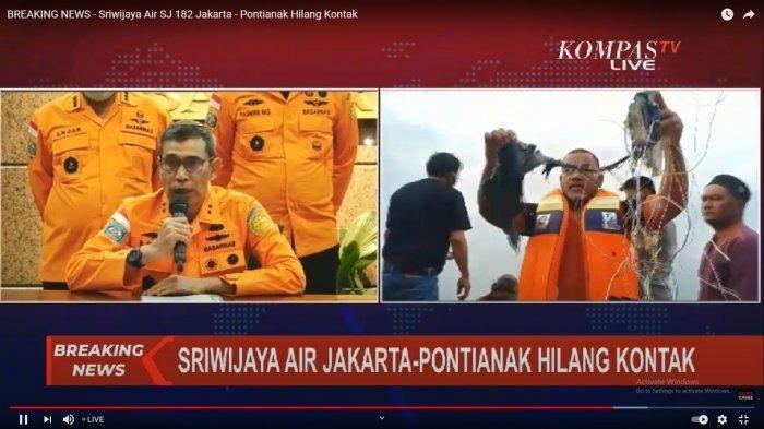 Basarnas Targetkan Ketahui Titik Jatuhnya Pesawat Sriwijaya Air Rute Jakarta-Pontianak Malam Ini