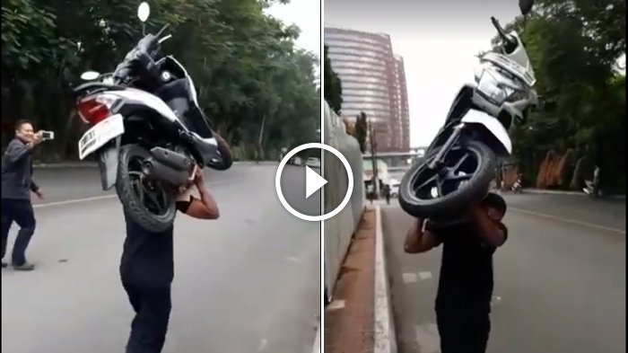Viral, Video Satpam Memanggul Sepeda Motor yang Diparkir Sembarangan, Netizen Beri Pujian