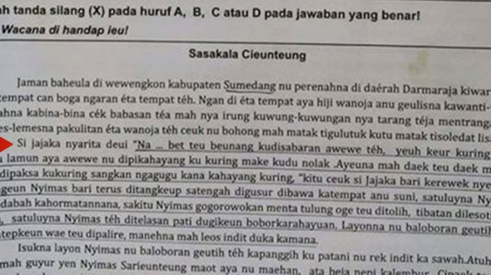 UAS Bahasa Sunda di MI Kabupaten Bogor, Siswa Kelas 5 Disuruh Mengerjakan Soal Porno!