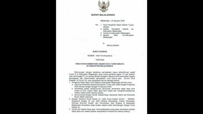 Kasus Positif Covid-19 Terus Bertambah, Obyek Wisata Majalengka Resmi Tutup hingga 18 Agustus 2020