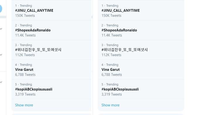 Vina Garut trending di Twitter
