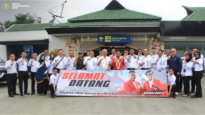 Kemenkumham Jabar Sambut Pegawai Rutan Bandung Atlit Kempo Peraih 3 Medali di Kejuaraan Dunia 2023