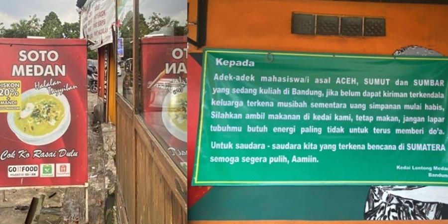 Kedai Lontong Medan Bandung Gratiskan Makan untuk Mahasiswa Terdampak Bencana, Cek Alamatnya