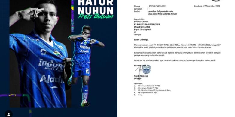 Surat Manajemen Persib yang Resmi Lepas Frets Butuan Bocor, Gelandang ini Berlabuh ke Klub Kelahiran