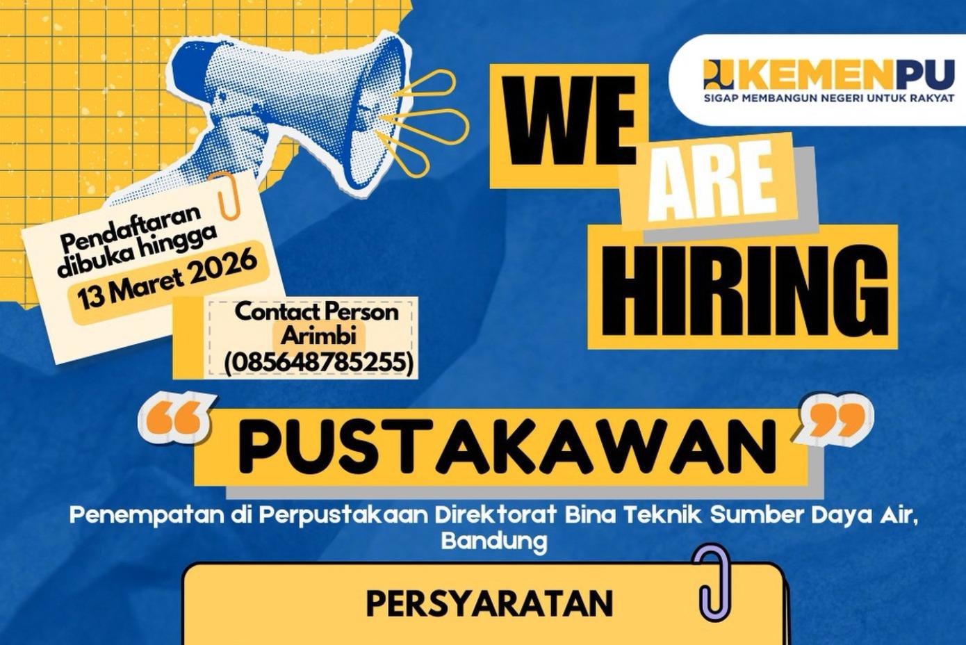 Lowongan Kerja di Kementerian Pekerjaan Umum Jadi Pustakawan di Bandung