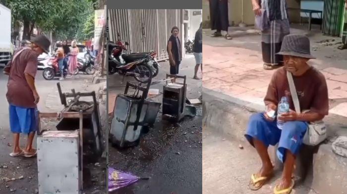 Viral, Nasib Pilu Mbah Suhatno Penjual Cilor Keliling, Gerobak Pikulannya Terbakar usai Salat Jumat