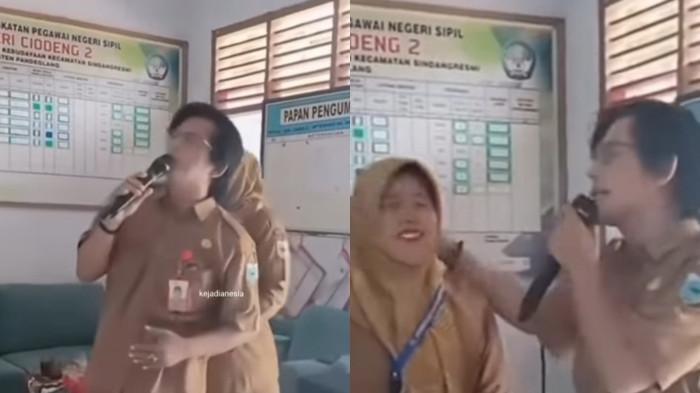 Sosok Dua Kepala Sekolah Viral Karaoke Mesra di Jam Belajar, Pakai Smart TV Bantuan Presiden