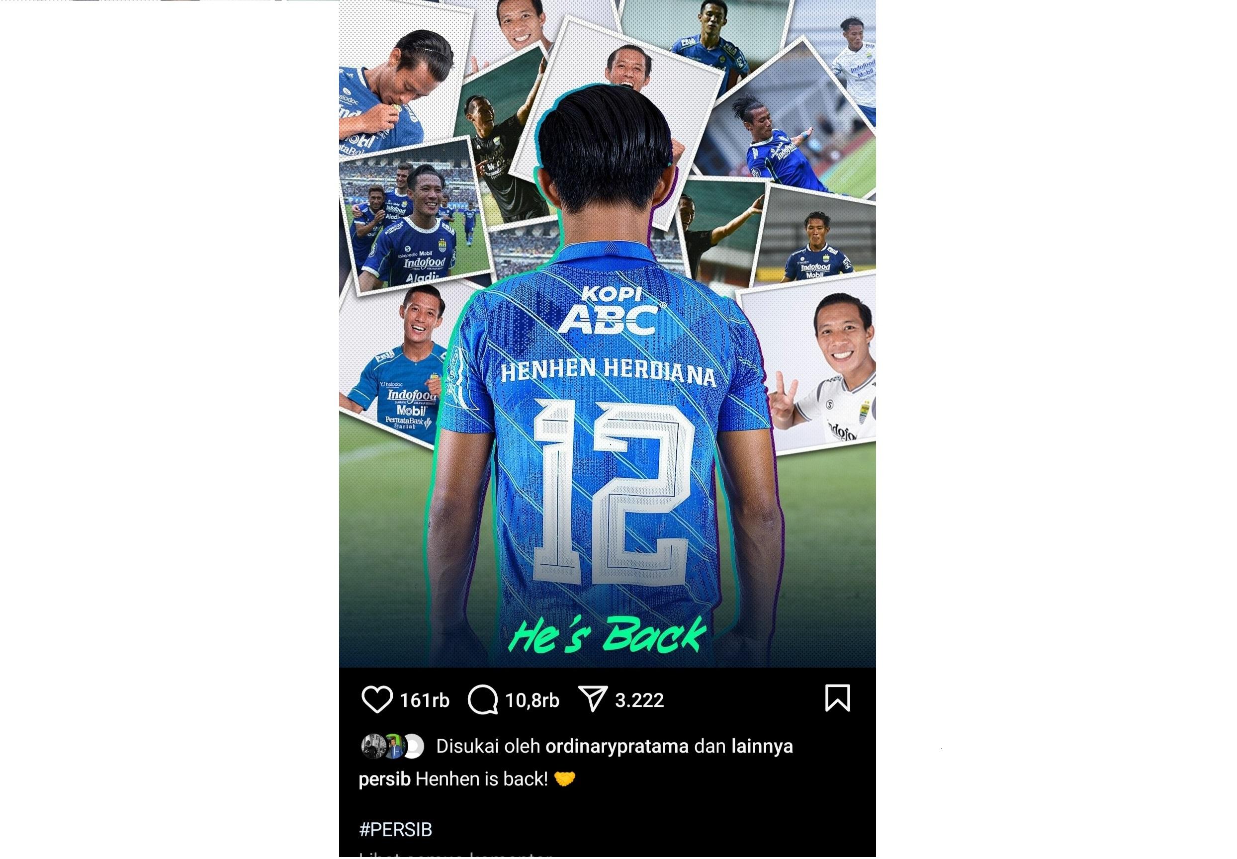 ''Henhen Is Back'' Persib Bandung Pulangkan Si Anak Hilang, Henhen Herdiana Disambut Positif Bobotoh