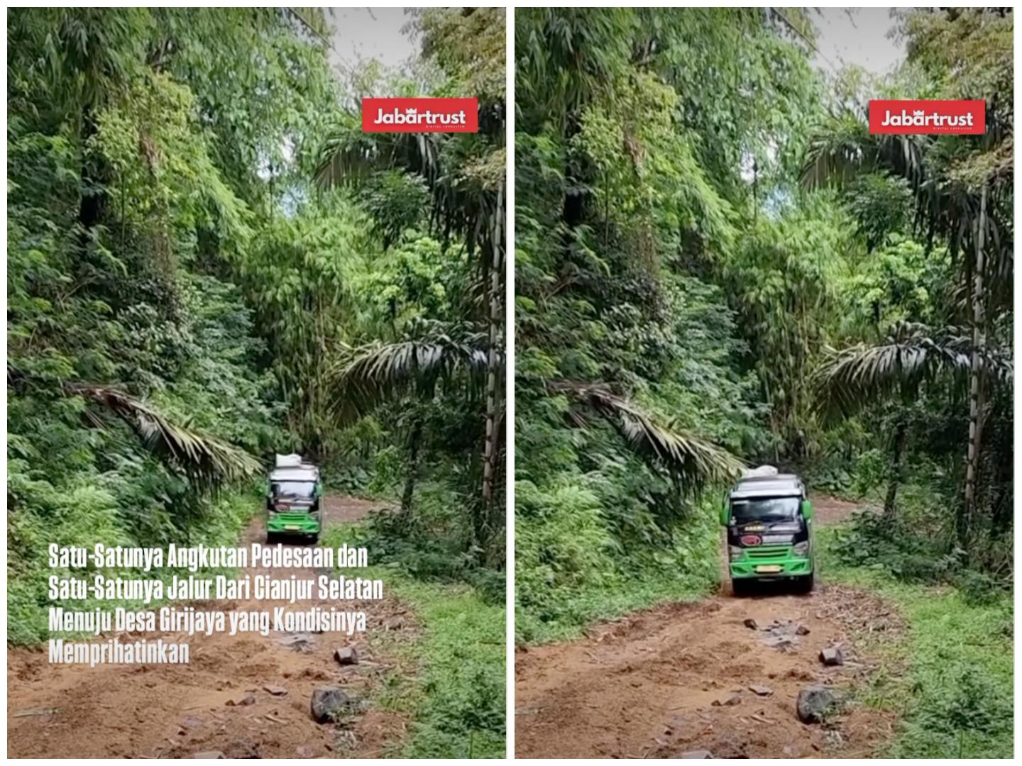 Viral, Mobil Elf Angkutan Desa di Cianjur Selatan Terjang Jalan Terjal dan Menanjak, Warganet Miris