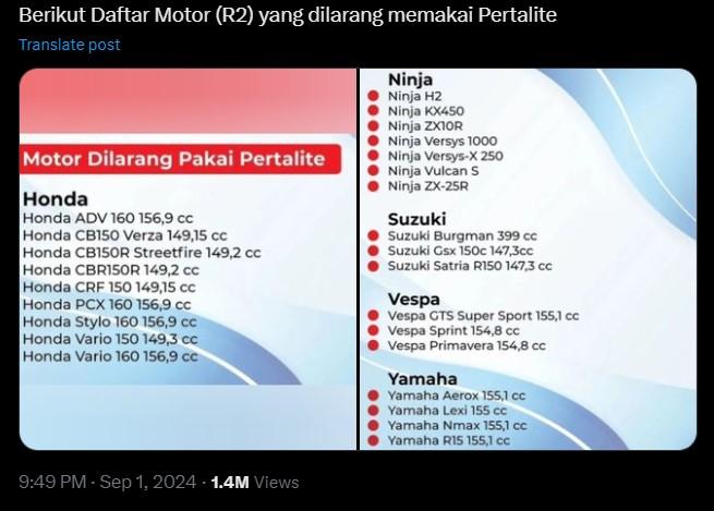 Heboh Daftar Motor Tak Boleh Beli Pertalite, Ada Honda Vario hingga Yamaha NMAX, Ini Kata Pertamina