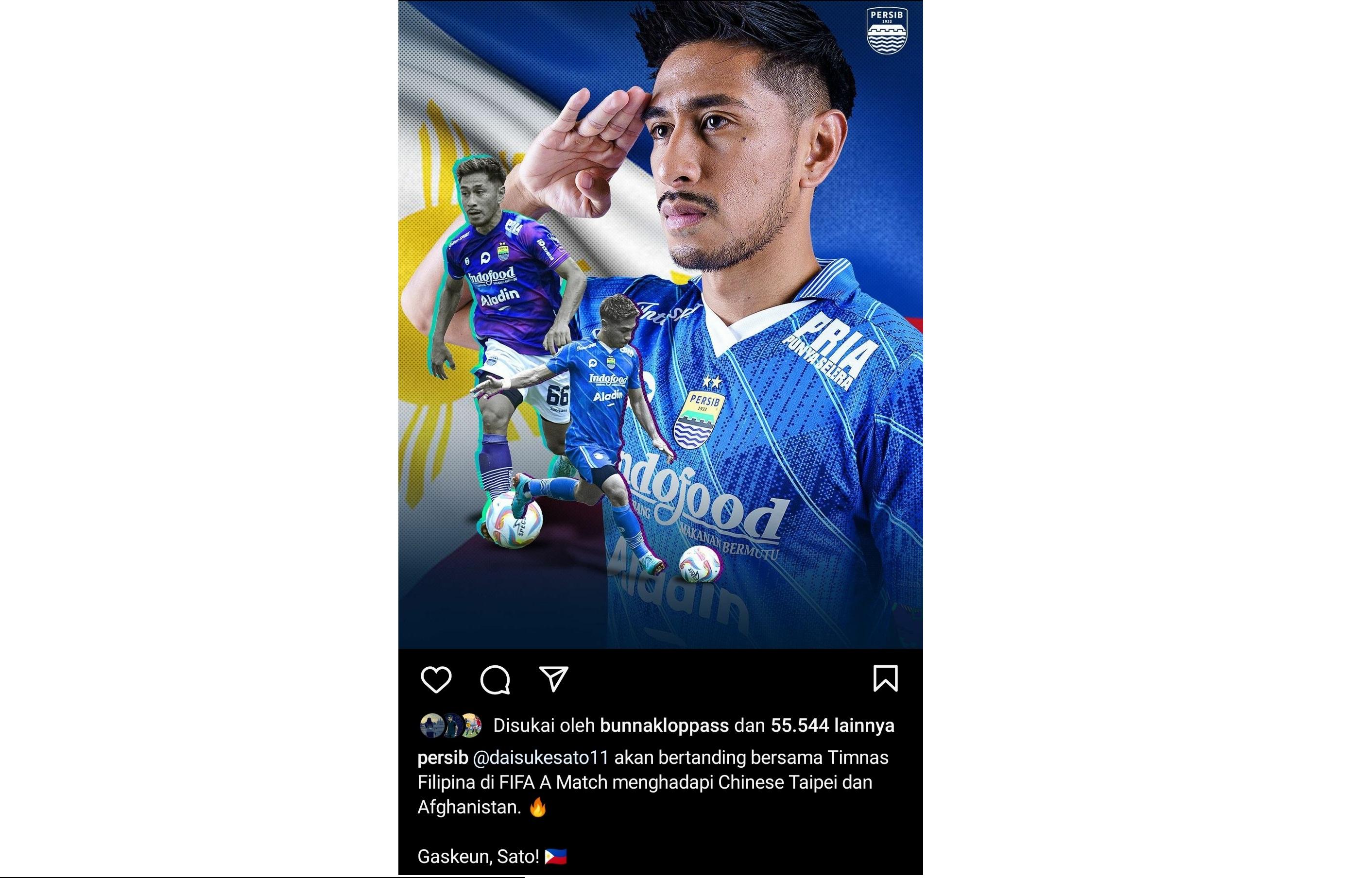 Daisuke Sato Akan Jalani Laga bersama Timnas Filipina, Persib Bandung Beri Dukungan: Gaskeun Sato!