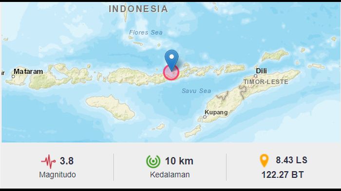 Pagi Tadi, Gempa Bumi Guncang Maumere Flores, BMKG Catat Pusat Gempa di Kedalaman 10 Km