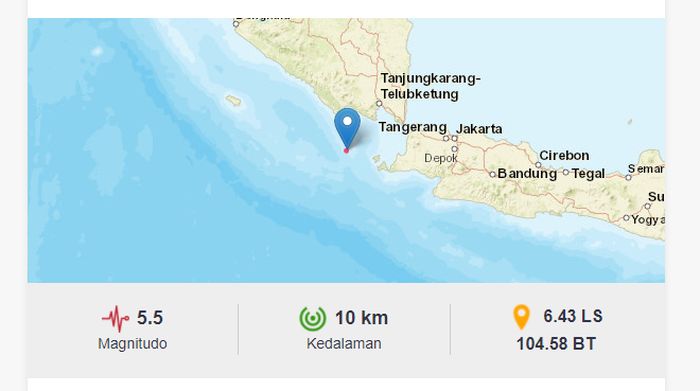 Gempa Malam Ini Guncang Tanggamus Lampung, BMKG: Lindu Dirasakan Hingga Bogor dan Sukabumi