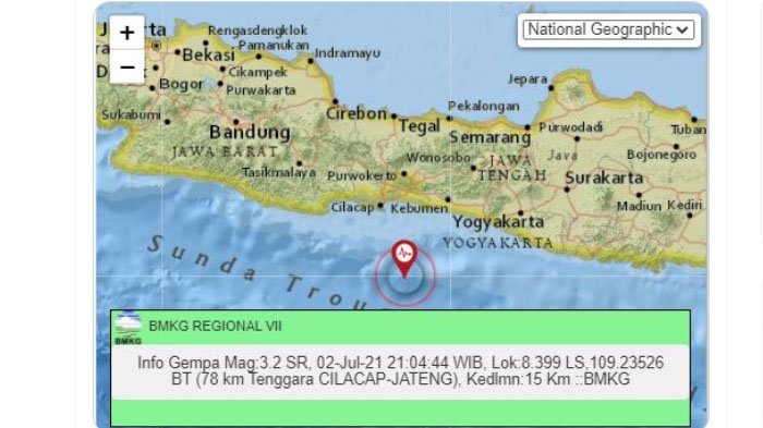 Setelah Bantul, Gempa Landa Cilacap Jumat Malam Ini, Pusat Lindu Sama-sama di Laut