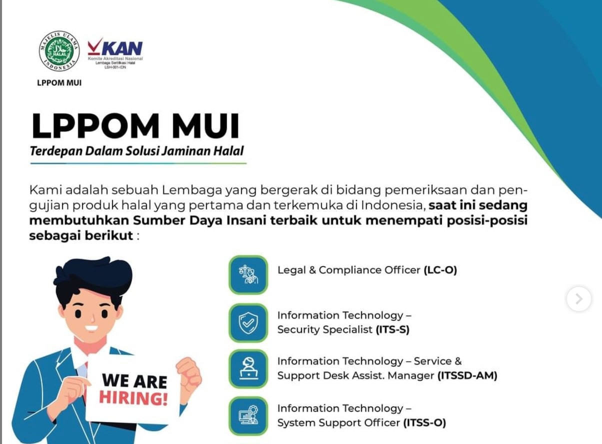 KABAR GEMBIRA, Lowongan Kerja Terbaru Maret 2021 di LPPOM MUI untuk Lulusan S1, Cek Daftar di Sini