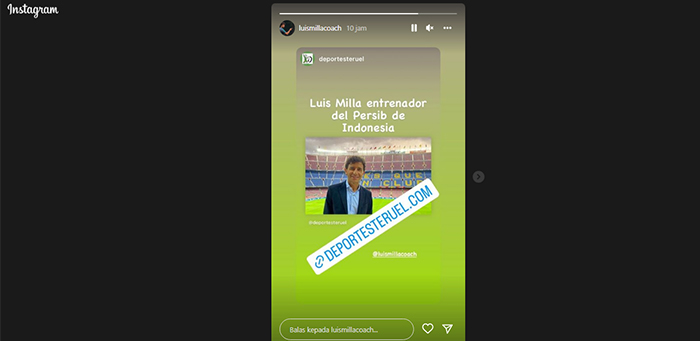 Persib Bandung Rekrut Luis Milla Jadi Perhatian Media Spanyol, Sang Entrenador Memajang di IG Story