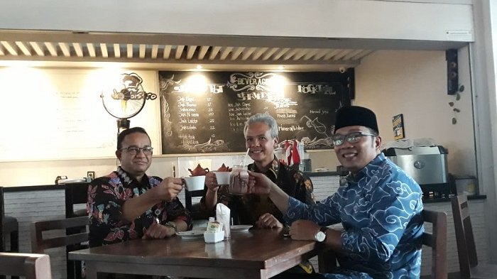 Anies Baswedan, Ridwan Kamil, dan Ganjar Pranowo Ngopi Bareng di Balai Kota DKI