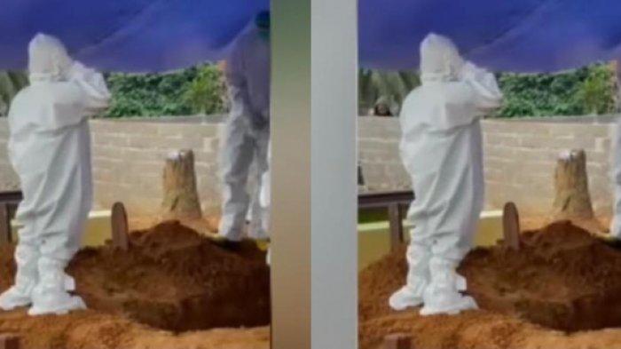 VIRAL Video Pilu Bocah Ber-APD Azan di Makam Sang Ibu, Kedua Orang Tua Meninggal karena Covid-19