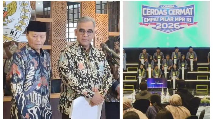 BABAK FINAL DIULANG - Ketua MPR RI, Ahmad Muzani, saat menggelar jumpa pers di kompleks parlemen, Senayan, Jakarta, Rabu (13/5/2026). Perkembangan terbaru polemik Lomba Cerdas Cermat (LCC) Empat Pilar untuk Provinsi Kalimantan Barat (Kalbar) disikapi Majelis Permusyawaratan Rakyat (MPR).
