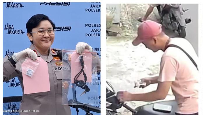 DIUPAH 100 RIBU - Kapolsek Pesanggrahan Kompol Seala Syah Alam (kiri) menunjukkan barang bukti kasus penyebaran barcode judi online. Pelaku penyebaran barcode judi online mendapatkan upah Rp 100 ribu untuk setiap stiker yang ditempel.