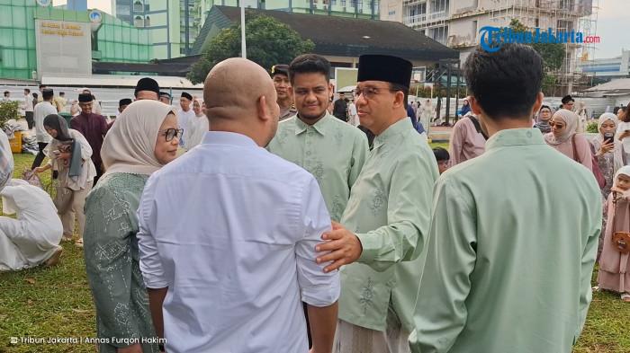 DIDIT BERTEMU ANIES - Momen pertemuan Didit Prabowo dan Anies Baswedan setelah Salat Idulfitri di Masjid Agung Al-Azhar, Kebayoran Baru, Jakarta Selatan, Sabtu (21/3/2026).