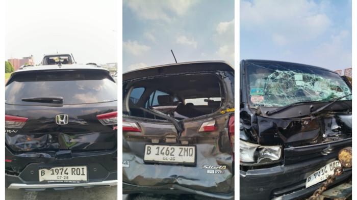 KECELAKAAN HARI INI - Insiden kecelakaan hari ini di Tol Cikunir, empat kendaraan tabrakan beruntun pada Rabu (17/6/2026) pagi. Kondisi ringsek.